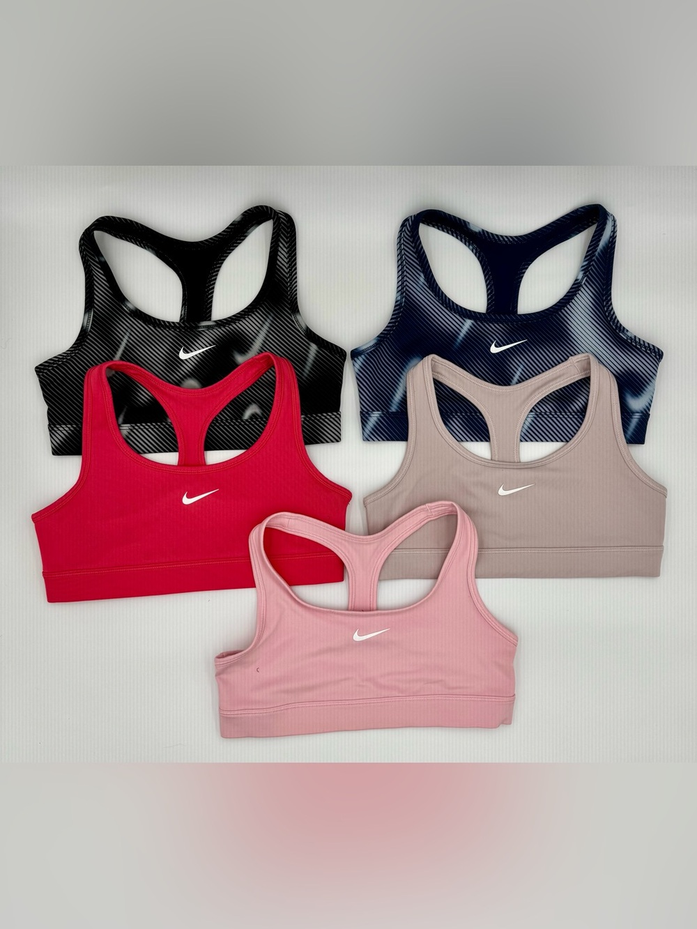 Nike Girls Dri-FIT Racerback Sports Bra - Pink, Red, Black, Navy, Taupe - M